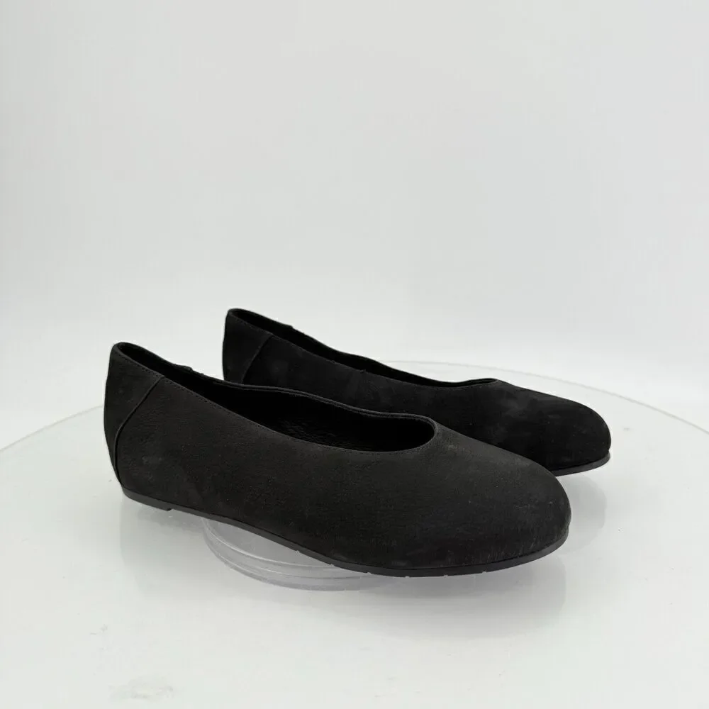 Eileen Fisher Womens Una Hidden Wedge Ballet Flats Sz 6.5 Black Suede Round Toe